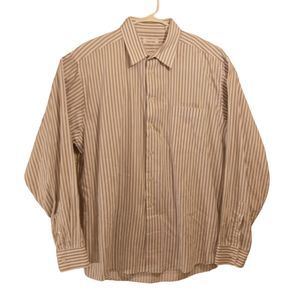 Calvin Klein shirt mens L Large 17.5 36/37 blue white stripe long sleeve button